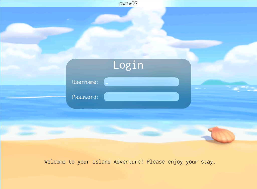 pwnyOS screenshot login